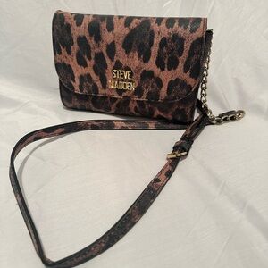 Steve Madden Leopard Print Crossbody Bag - Brown & Black with Gold Hardware